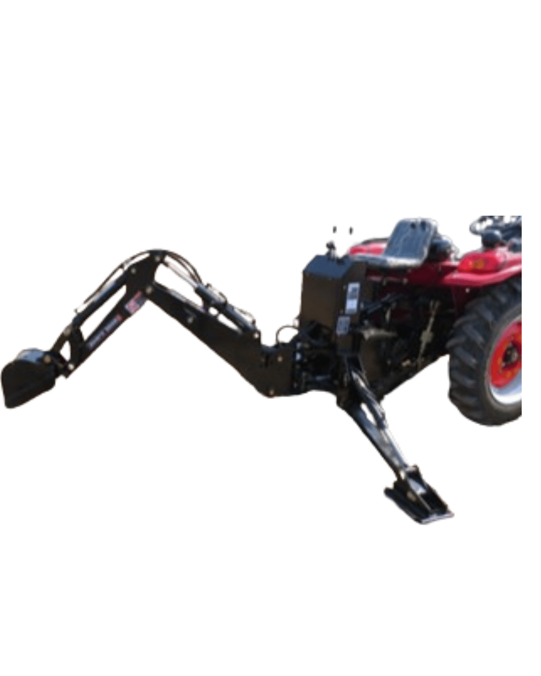 Rétro-bêcheuse pour tracteur, bras hydraulique avec godet en acier, creusage et terrassement agricole