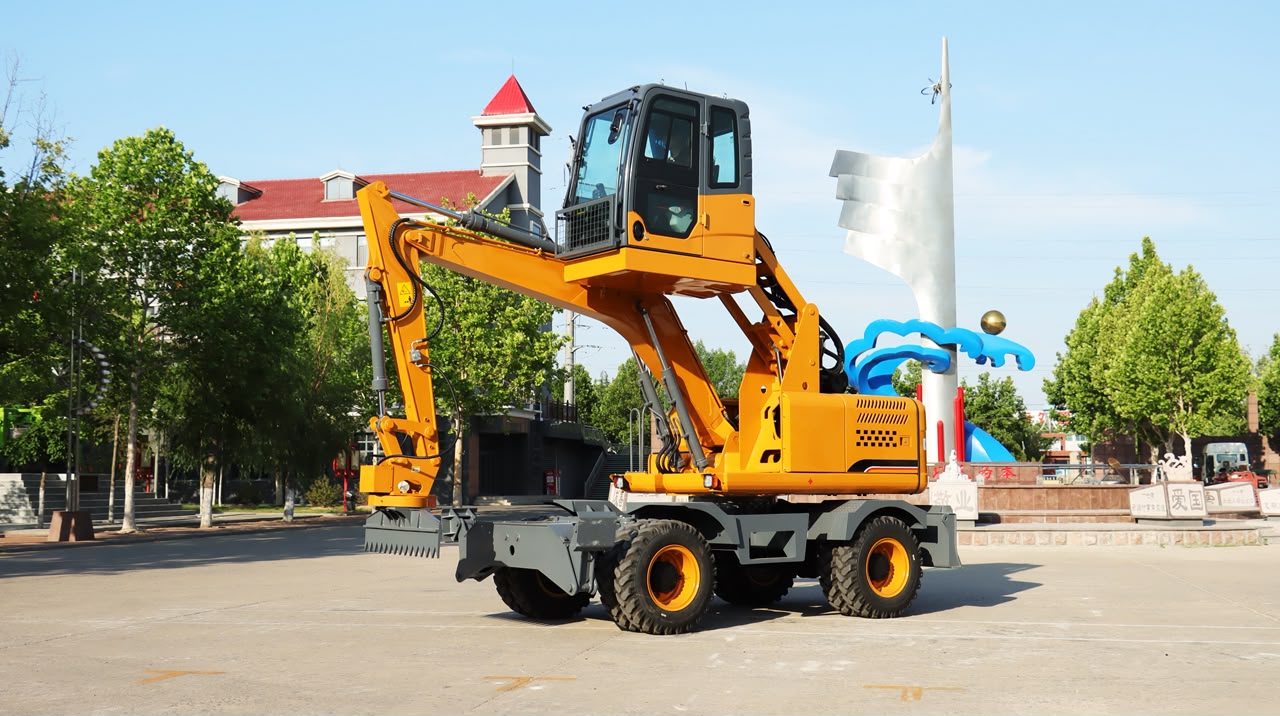 PRC100 excavateur à pneus roues et lame de nivellement avant